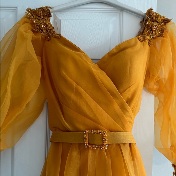 Odrella Yellow/Orange Evening Gown - Picture 3 of 4